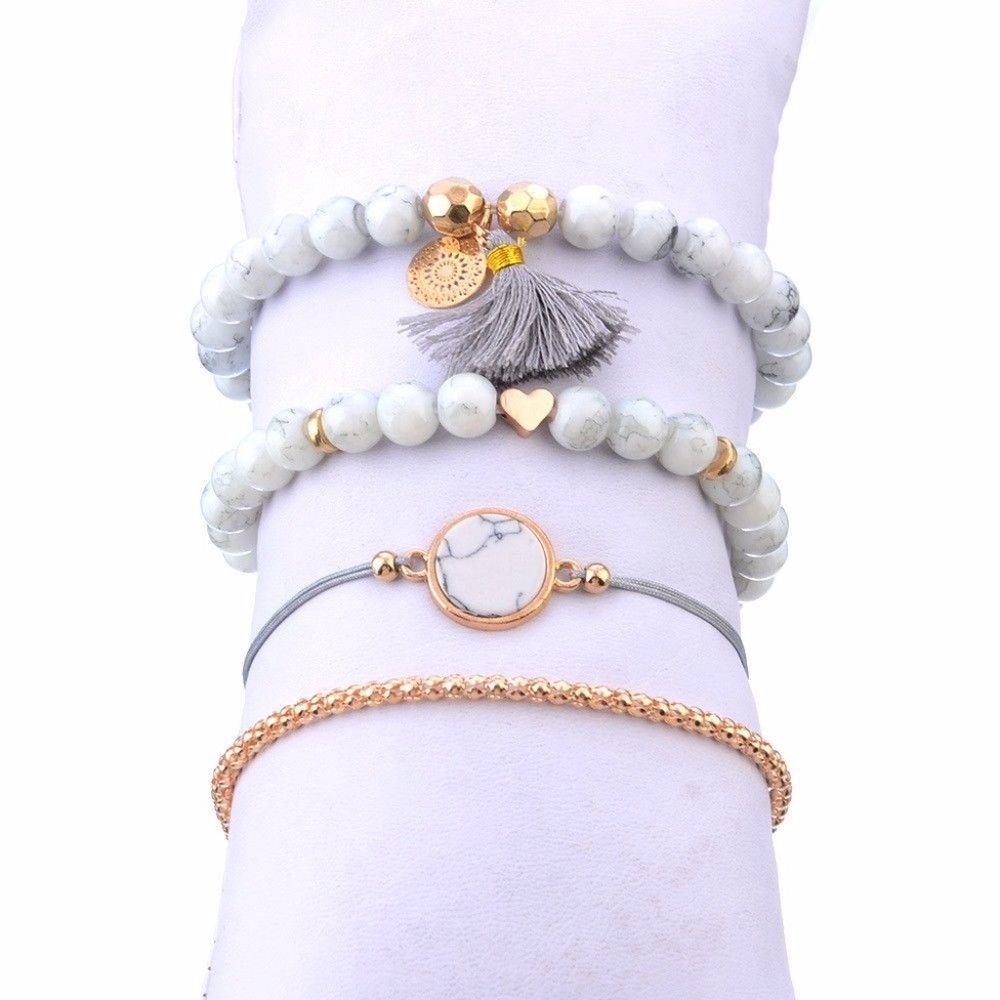 'Dreamcatcher' 4-piece Marble Bead Bracelet Set - Picture 3 of 6